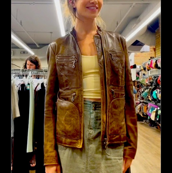 Classic Brown Leather Coat in size small - Picture 9 of 9